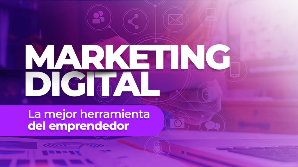 título marketing digital con fondo tecnología