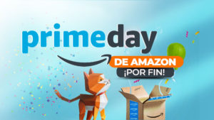 logo Amazon con caja de regalo prime day por fin
